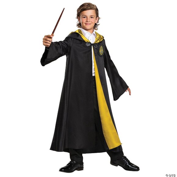 Harry Potter Hogwarts Kids Deluxe Costume Robe House Crests Hufflepuff Disguise - Picture 3 of 11